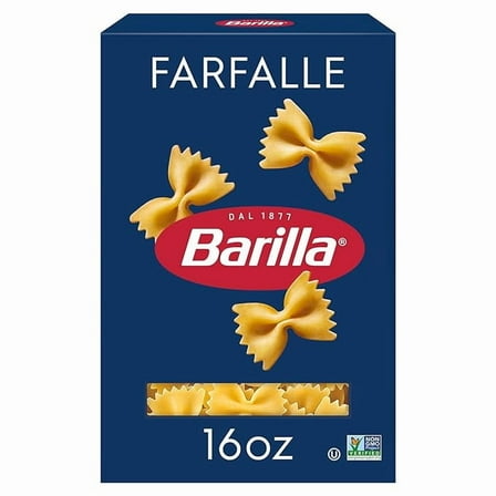 1x Barilla Farfalle Pasta, 16 oz. Box - Non-GMO, Made with Durum Wheat Semolina - Kosher Certified