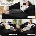thumbnail image 3 of Muumblus 60" Oversized Chaise Lounge Chair Indoor Furniture, No-Assembly Modern Boneless Cloud Couch, Sleeper Sofa Bed for Living Room, Black Corduroy, 3 of 10