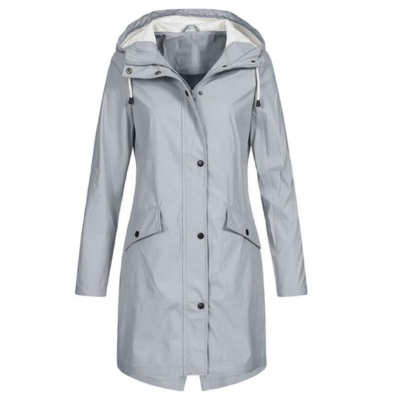 Lightweight Jacket Women Solid Color Rain Jacket Outdoor Hooded Waterproof Windproof Long Coat Womens Light Jacket on Clearance