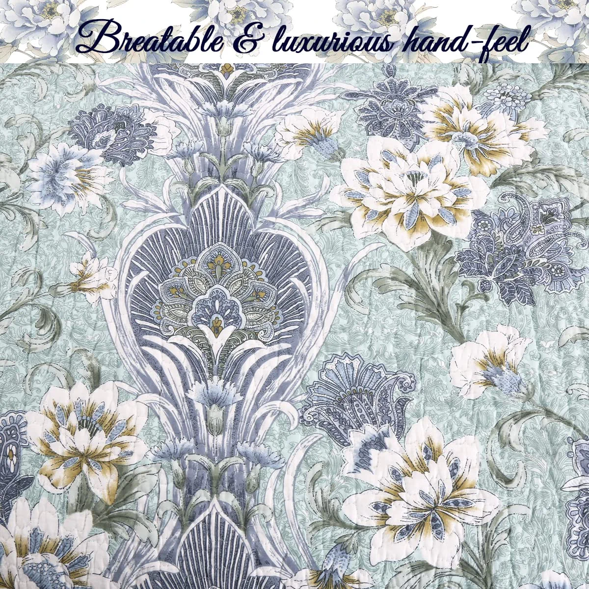 Cozy Line Jasmine Floral 3-piece Reversible Cotton Bedding Quilt Set, Queen