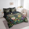 thumbnail image 2 of Erosebridal Boho Dragonfly Bedding Comforter Set, Colorful Flower Floral King Bedding Sets, Black Reversible, 7pcs, 2 of 6