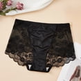 thumbnail image 2 of VONCOS Women's Plus Size High Waisted Lace Briefs Tummy Control Panties, Nylon Spandex Breathable Floral Lace Underwear, Scalloped Edge Soft Stretchy Black 1-Pack,Size 2XL, 2 of 3
