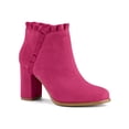 thumbnail image 1 of Unique Bargains Women's Ruffle Block Heel Ankle Boots HotPink (Size 6), 1 of 8