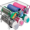 thumbnail image 2 of Stackable Plastic 3 Bottle Refrigerator Wine Rack - Kitchen Storage Organizer for Champagne, Wine or Water Bottles - Stacking Wine Organizer for Fridge - Ligne Collection - 2 Pack, 2 of 6