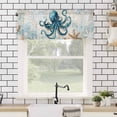 thumbnail image 4 of Teal Turquoise Octopus Valances for Windows Summer Ocean Coastal Marine Life Nautical Rod Pocket Curtain Valance Window Treatment Short Curtains for Kitchen Living Room, 58"x16", 4 of 5