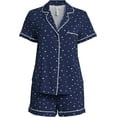 thumbnail image 3 of Joyspun Women's Cotton Blend Notch Collar Top and Shorts Pajama Set, 2-Piece, Sizes S to 4X, 3 of 3