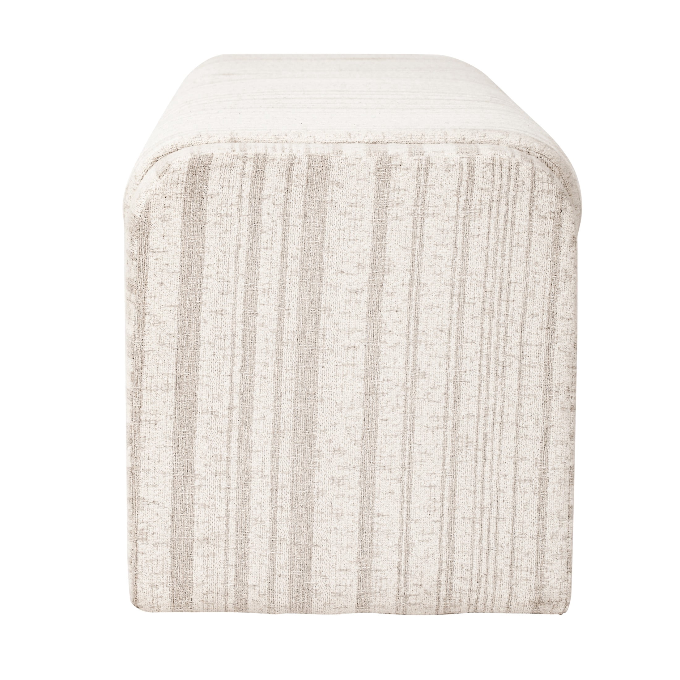 Christopher Knight Home 62" Striped Upholstered Ottoman Bench, Modern Wraparound Frame, Beige