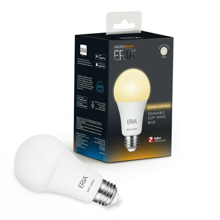 AduroSmart ERIA Soft White Smart A19 Light Bulb CRI 90+, 60W Equivalent, Hub Required