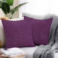 thumbnail image 2 of Dark Purple Throw Pillow Covers 18x18 Inch Set of 2, Farmhouse Burlap Solid Brown Color Modern Linen Texture Waterproof Outdoor Pillow Covers, Decorative Cushion Pillowcases for Couch Sofa Bed Patio, 2 of 9