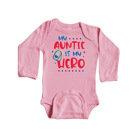 

Inktastic Memorial Day My Auntie is My Hero Gift Baby Boy or Baby Girl Long Sleeve Bodysuit