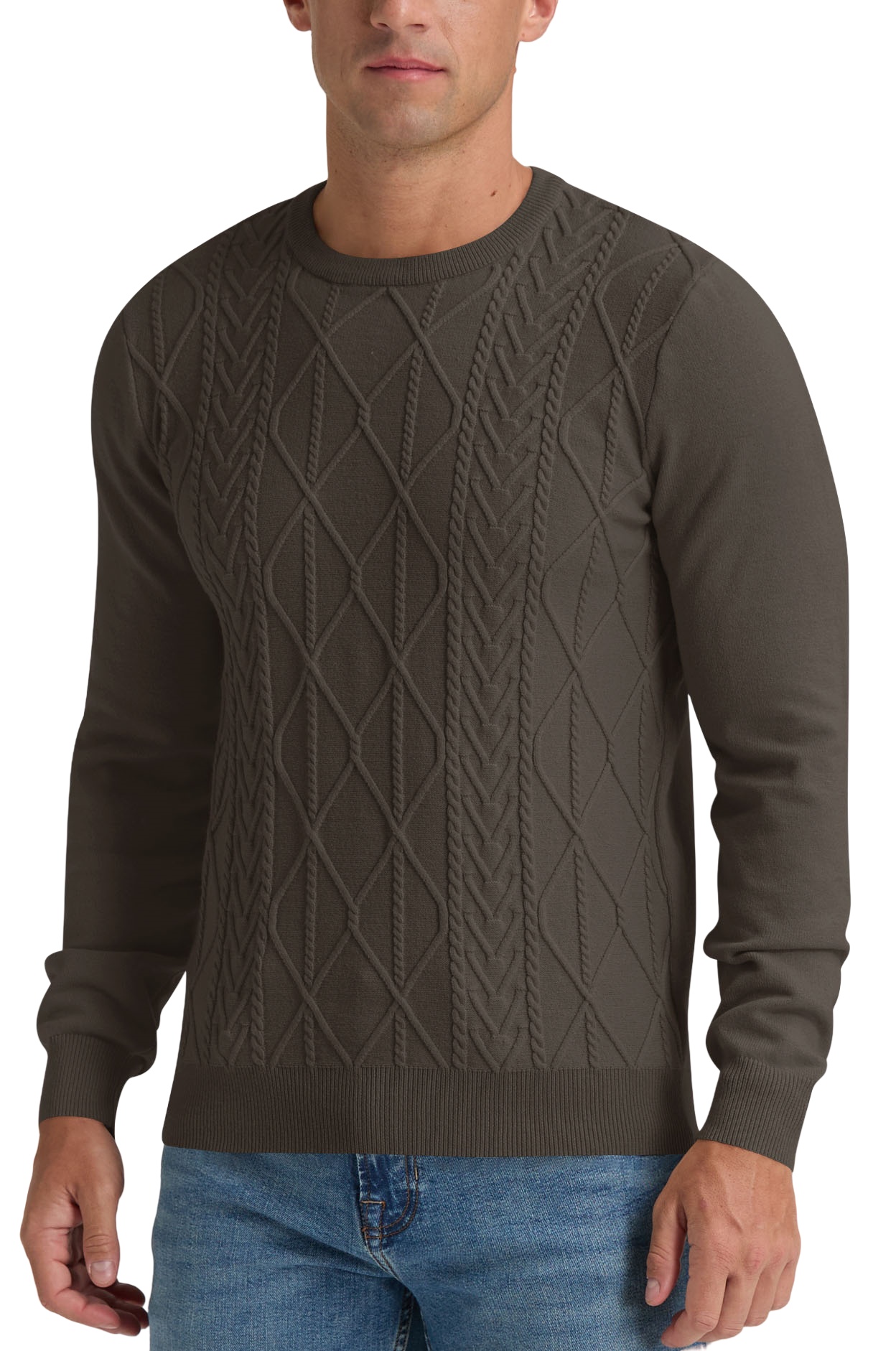Iceglad Men's Cable Knit Crewneck Pullover Sweater
