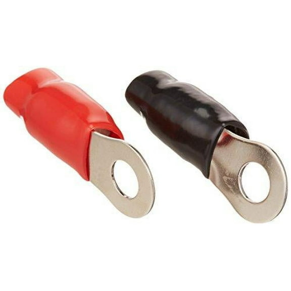 Absolute GRT00-2 1/0 Gauge Crimp Ring Terminals Connectors 2-Pack (Red, Black)