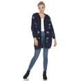 thumbnail image 2 of White Mark Women's Long Sleeve Star Hooded Cardigan, 2 of 7