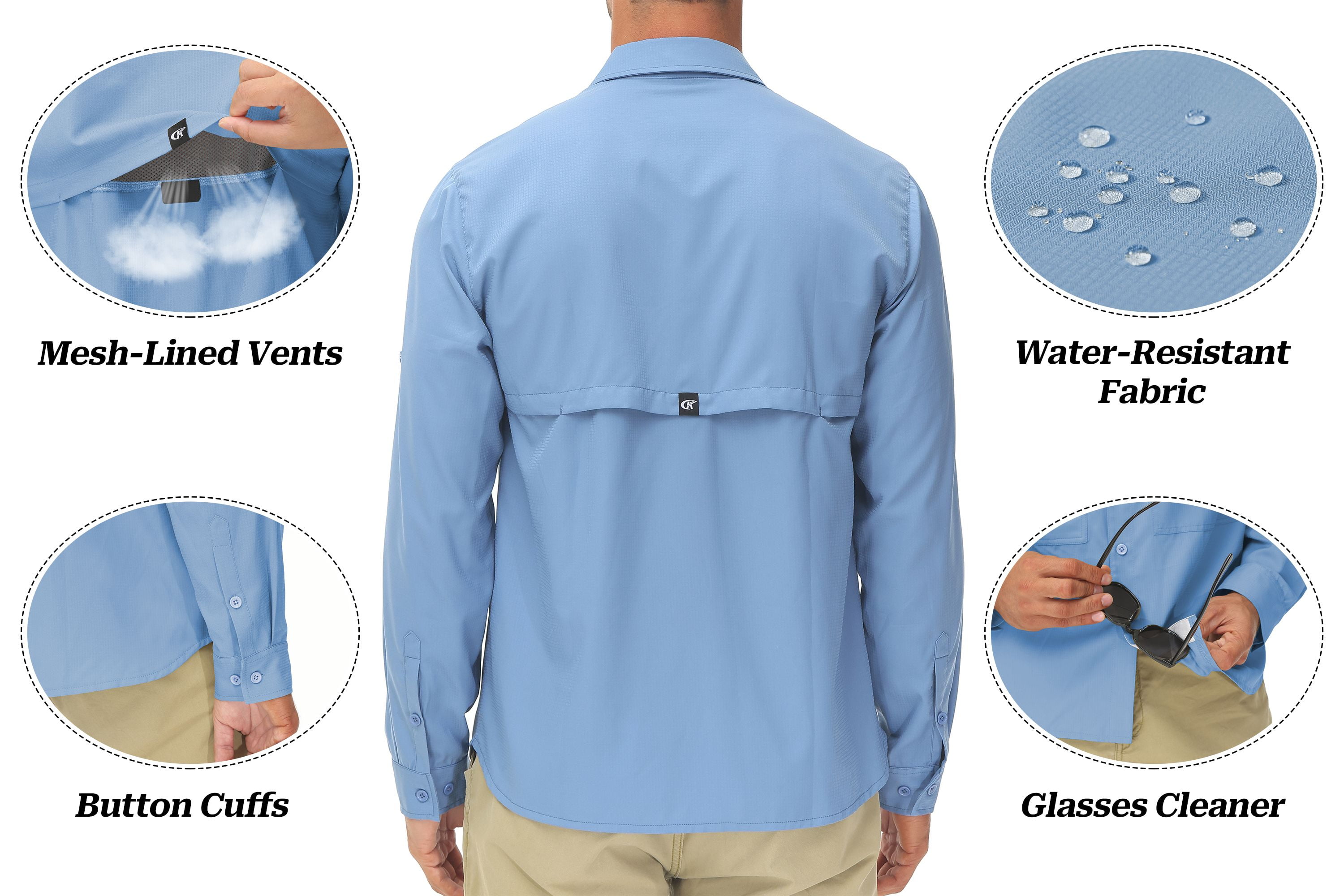 DINHHEHUO Men's Zipper Shirt with Hidden Zipper Fake Buttons