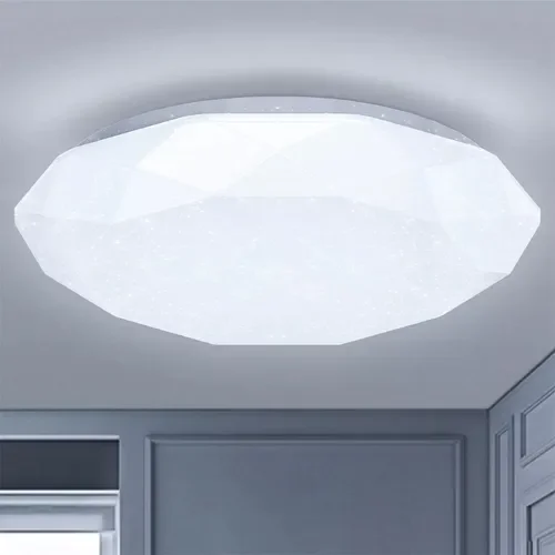 Lampara De Techo Sobreponer Led 24w Luminaria Plafon Blanca Estructura Blanco