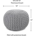 thumbnail image 3 of Round Boho Pouf Ottoman - Cable Knitted Cord Boho Pouffe - Stuffed Poof Accent Beanbag Footrest for Living Room - Nursery - Bedroom - Covered Patio - Study Nook (18”x18”x14”) - Gray-S, 3 of 20