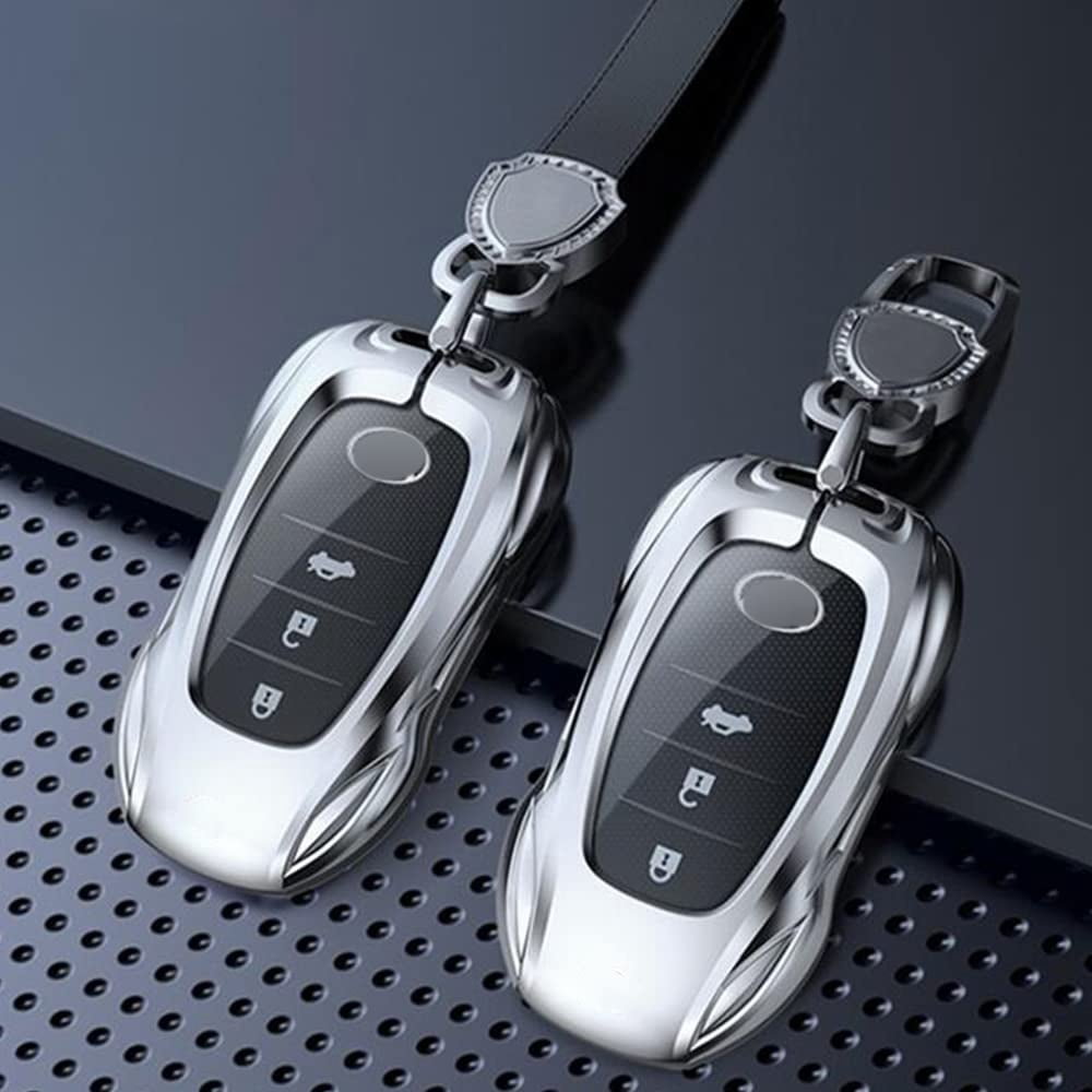 Zinc Alloy Metal Car Key Fob Case Accessories Compatible for Toyota Camry RAV4 Highlander Avalon C-HR Prius Corolla 2018-2022 Smart Key Fob Cover Protector Shell