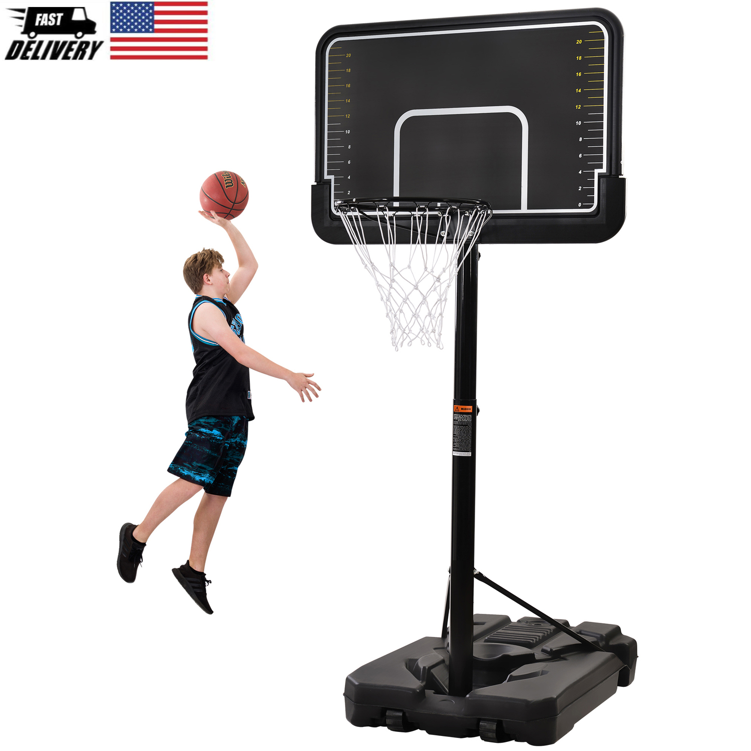 MRS SPORT Basketball Hoop 44'' Portable Basketball Hoop & Goal with Vertical Jump Measurement, 6
