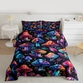thumbnail image 2 of Feelyou Neon Dreamy Mushroom Queen Comforter Set, Jungle Plant Botanical Bedding Sets, Teen Boy Girl Kid Reversible Bedding Comforter Set, Luxury Bedroom Decor, 3pcs, 2 of 8