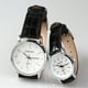 thumbnail image 5 of 2 relojes de pulsera de cuarzo con correa de cuero para parejas, de moda, delicados (correa negra, esfera blanca, estilo masculino y femenino, 1 unidad), 5 of 7