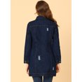 thumbnail image 5 of Chaqueta de mezclilla Allegra K Casual Rasgada De Manga Larga Desgastada Para Mujer Azul oscuro XS, 5 of 5