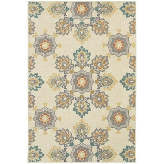 Oriental Weavers Hampton 6'7" x 9'6" Machine Woven Rug in Ivory