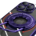 thumbnail image 4 of Compatible with iPhone 15 Pro Max Case with Rotating Magnetic Ring Stand, [Compatible with MagSafe] [Full Camera Lens Protector] Plating Clear Slim Phone Case for iPhone 15 Pro Max, Darkpurple, 4 of 7