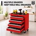 thumbnail image 4 of Memoryfield Rolling Tool Chest Cart with 4 Drawers, Wheels, Lockable Storage Cabinet & Hooks, Red, 4 of 8