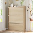 thumbnail image 2 of Shininglove 3-Drawer Flip Shoe Cabinet, Wall-Mounted Hidden Storage Organizer for Entryway Hallway Living Room, Natural, 2 of 6