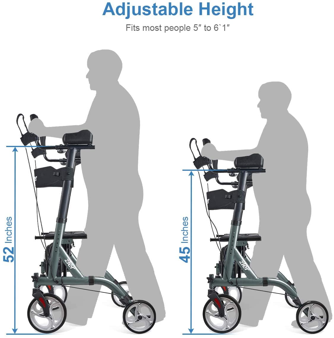 Buy Zler Armrest Walker, Tall Walker with 10” Front Wheels, Stand Up