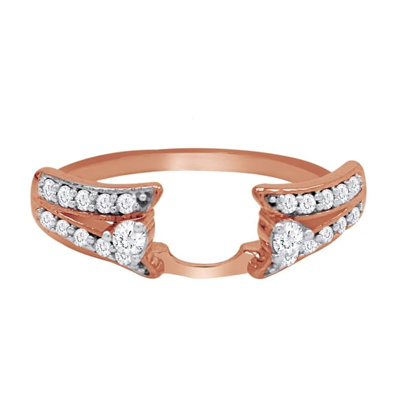 Round White Cubic Zirconia Split Shank Enhancer Guard Ring 14K Rose Gold Ring Size - 7.5