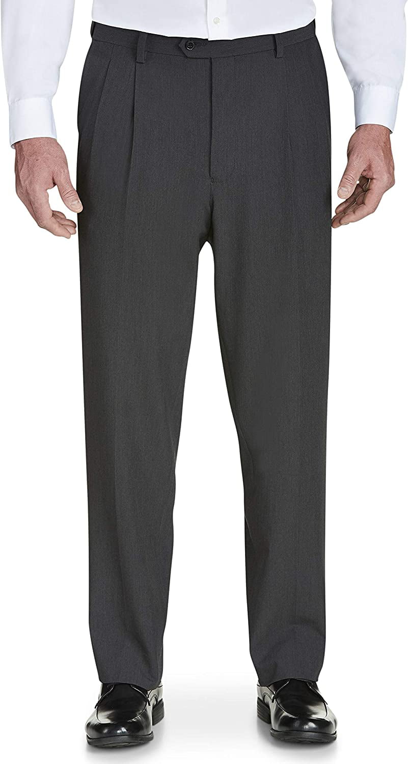 Gold Series by DXL Men's Waist-Relaxer Pleated Pants, Grey, 52W X 28L ...