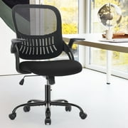 Sweetcrispy Office Mid Back Ergonomic Mesh Computer Desk Larger Seat Executive Height Adjustable Swivel Task Chair With Lumbar Support A01-X1