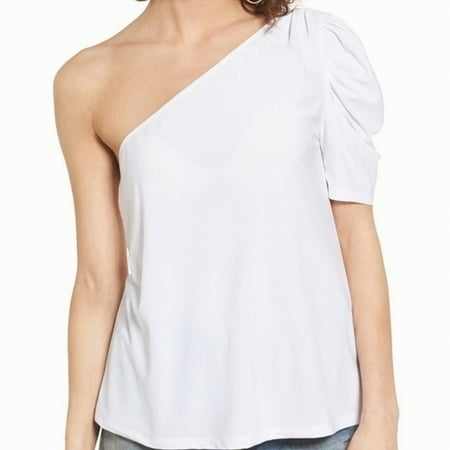 - Leith Womens Small One Shoulder Puff-Sleeve Blouse