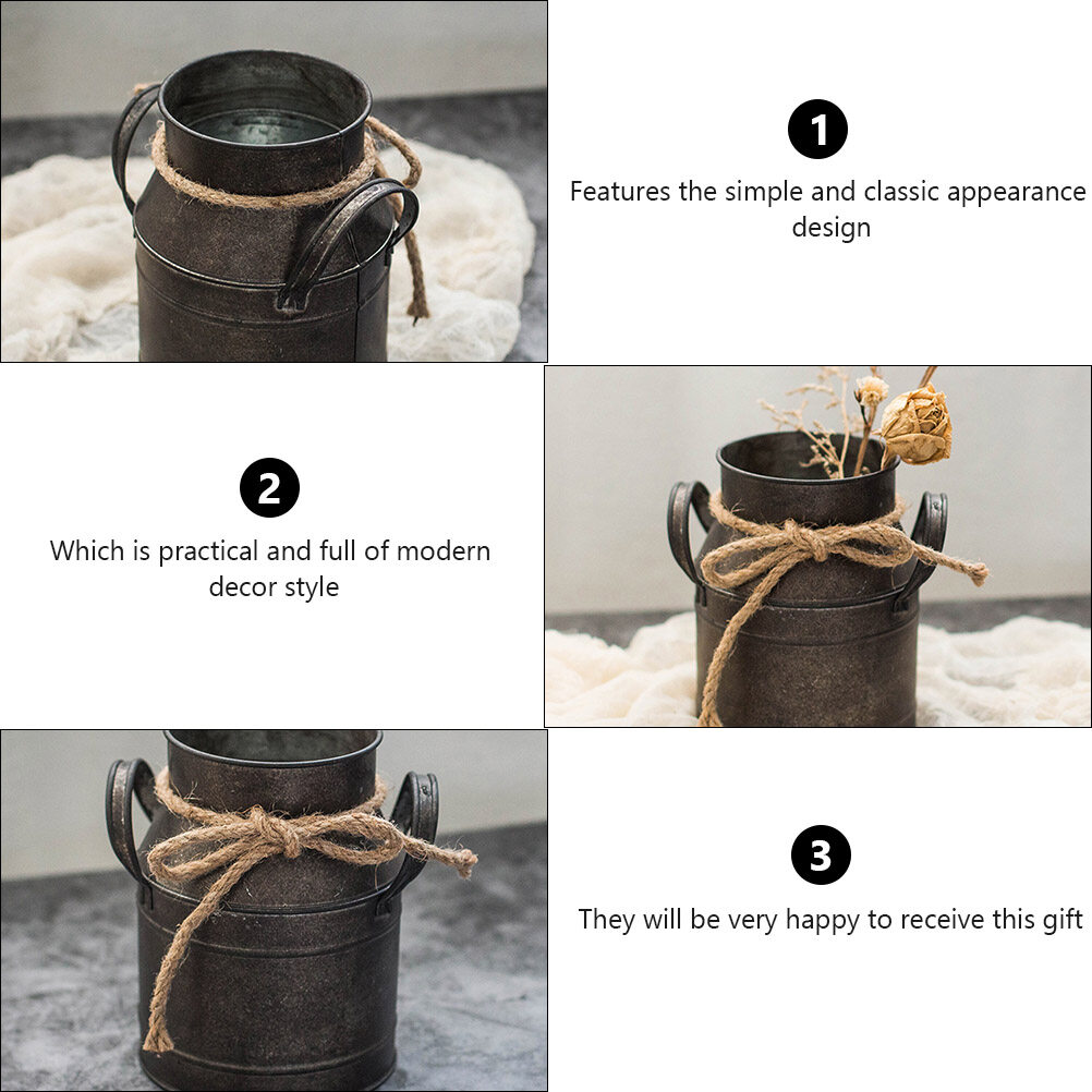 2pcs Iron Flower Bucket Gardening Planter Bucket Retro Flowerpot Milk Pot Holder