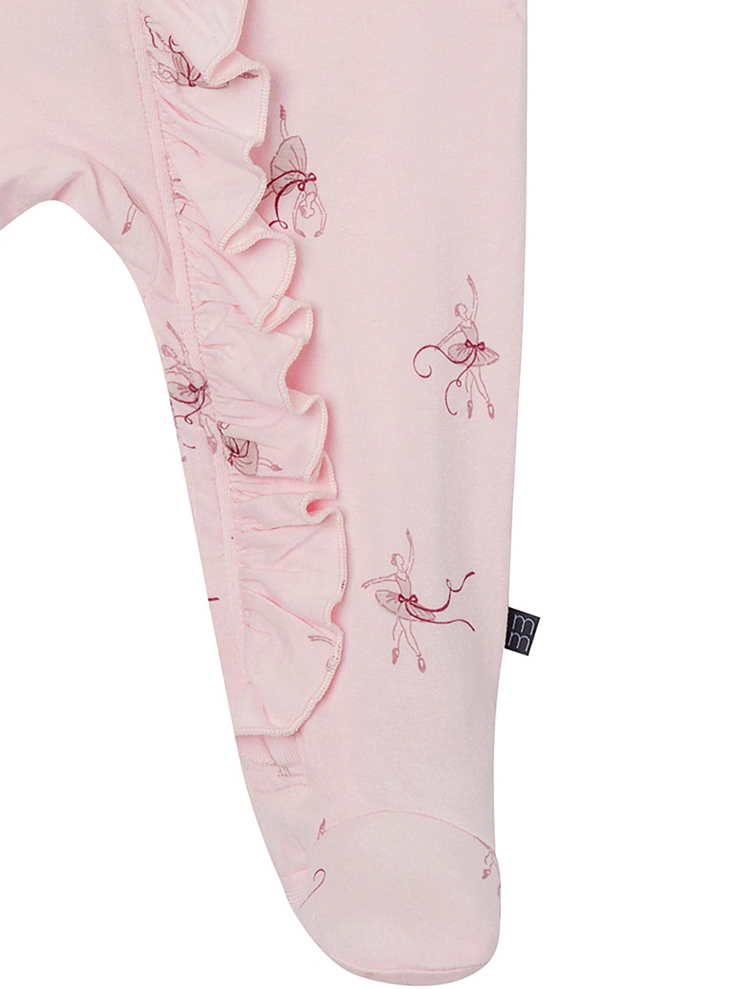 Modern Moments by Gerber Neutral Two-Way Zip Viscose Ruffled Sleep ´N Play Footed Pajamas, Sizes Newborn - 6/9 Months