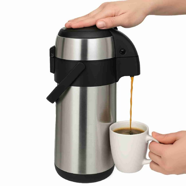 Termo Dispensador de Acero Inoxidable 3L Con Tapa De Acero Inoxidable y Bomba Dispensadora