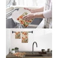thumbnail image 5 of Burnt Orange Spring Floral Kitchen Dish Towels for Drying Dishes Set of 3, Summer Botanical Tulip Vintage Waffle Weave Microfiber Hand Tea Bathroom Towels Quick Dry & Absorbent Towel 15.7x23.6, 5 of 7