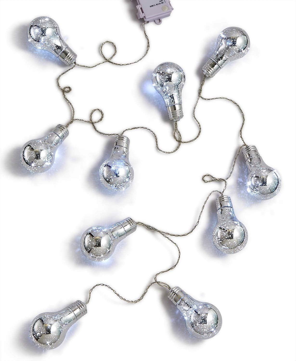 Holiday Lane 7Ft Silvertone BatteryOperated LED String Light Bulbs
