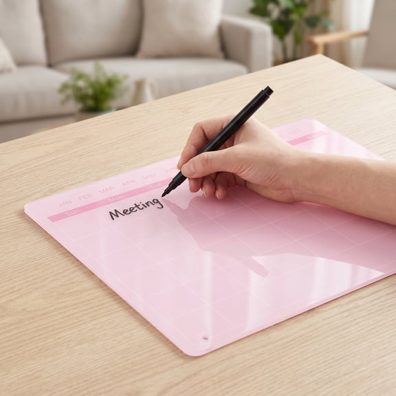 Milisten Acrylic Desktop Calendar - Clear Dry Erase Board, Pink, Home Use, Monthly Planner