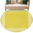 thumbnail image 2 of Yellow Geometric 8ft Round Rug, White Greek Key Design Burlap Modern Art Non-Skid Rubber Backing Large Area Rugs - Living Room Bedroom Home Office, Indoor Floor Mat Carpets Washable Rug, 2 of 9