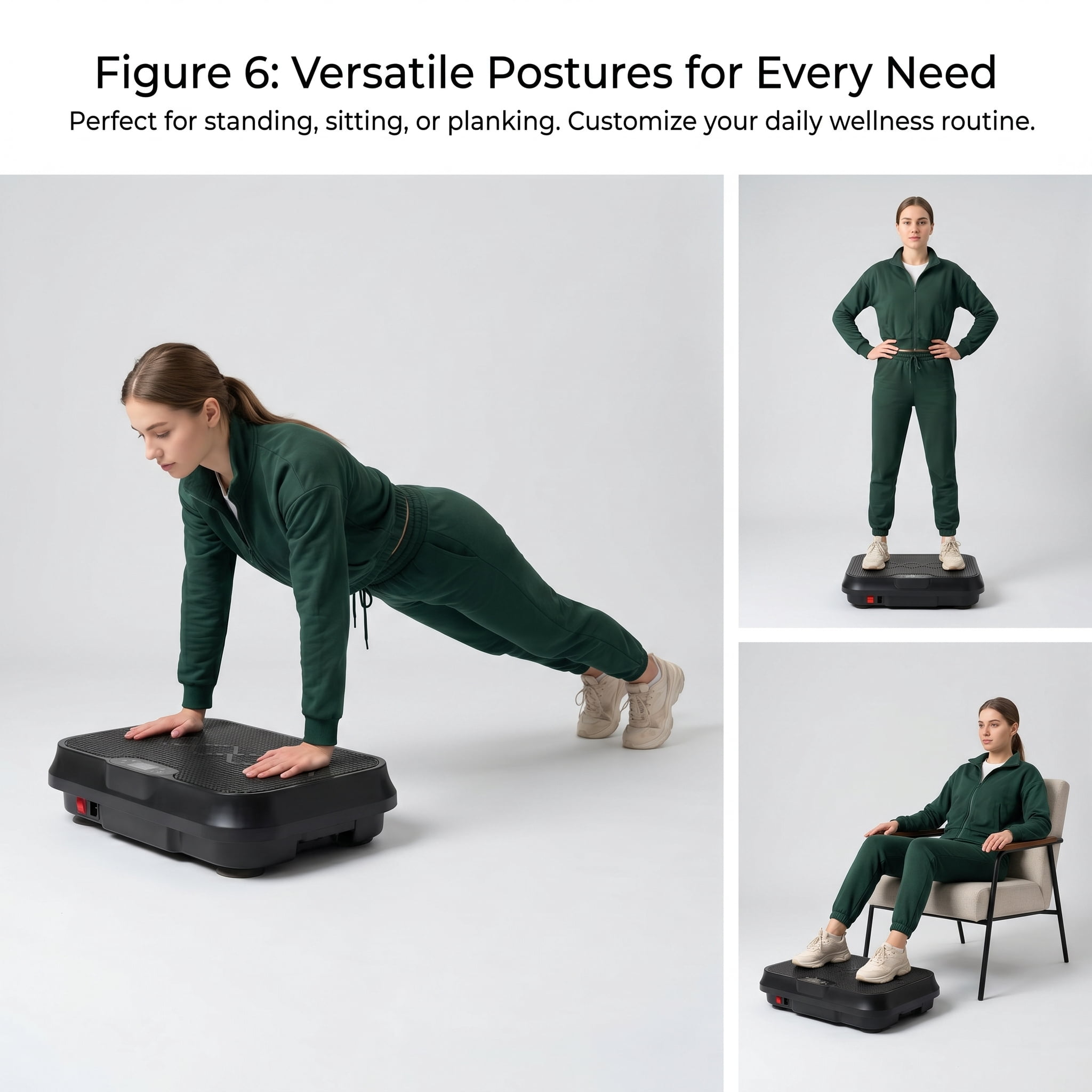 Vibration Plate Exercise Machine with Remote Control & Resistance Bands, Compact Whole Body Workout Platform for Home Gym, Black