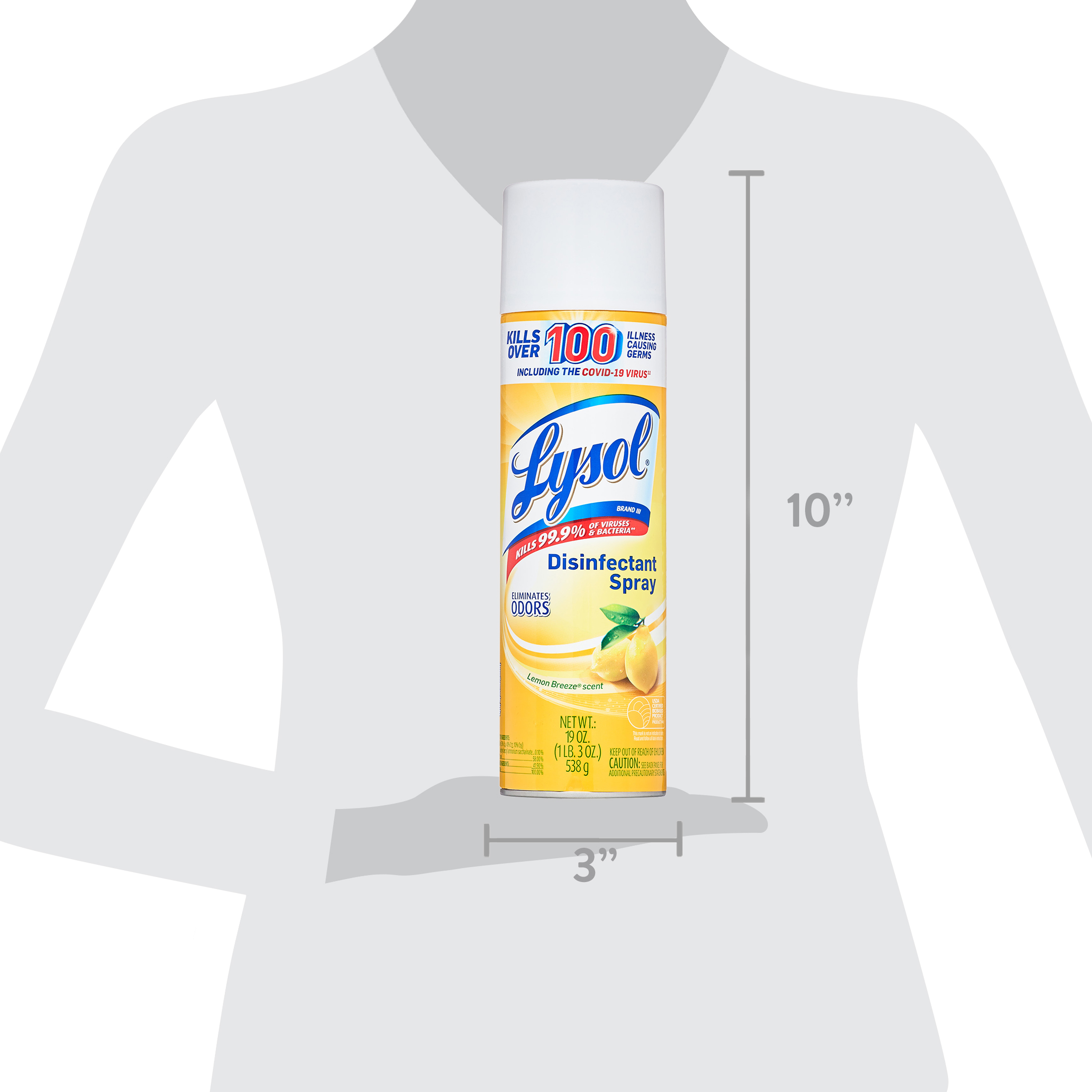 Lysol Disinfectant Spray, Lemon Breeze, 19oz, Tested and Proven to Kill COVID-19 Virus, Packaging May Vary​ - image 9 of 9