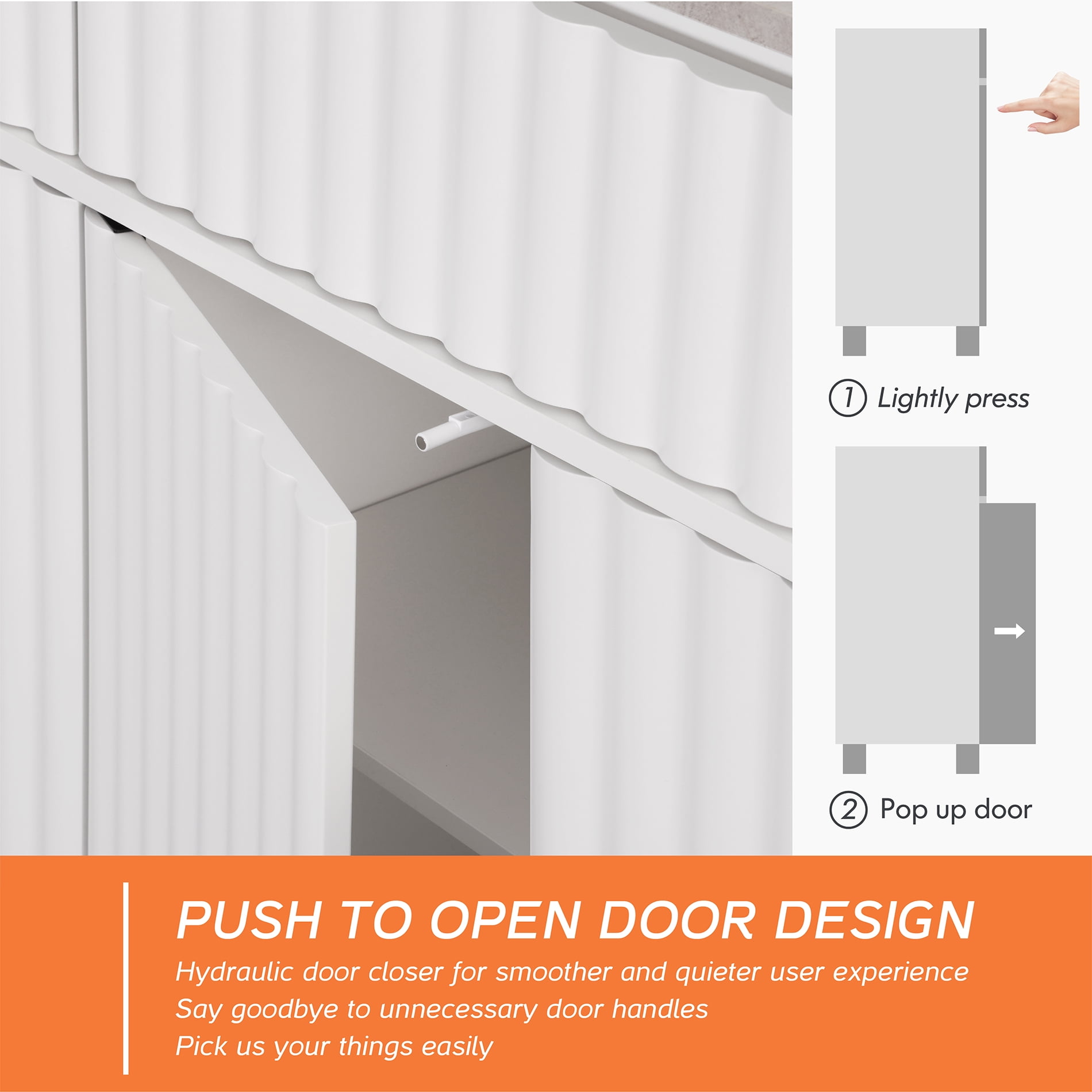 Modern Barn Door Accent Cabinet with Drawers and Adjustable Shelves for Living Room, Hallway
