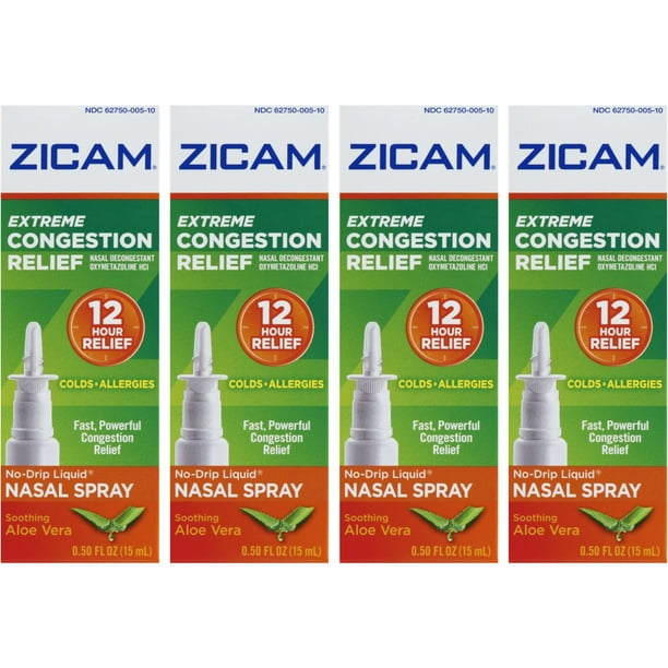 4 Pack Zicam Extreme Congestion Relief Liquid Nasal Spray 0.50oz Each