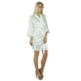 thumbnail image 4 of Bimba Women Short Satin Robe Velvet Belt Getting Ready Bridesmaid custom Robe Coverup, 4 of 8