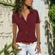 thumbnail image 1 of Verano y otoño nuevas camisas de mujer solapa camisas de manga corta ropa de mujer MABOTO Redwine M, 1 of 4