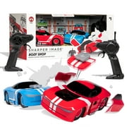 Sharper Image Toy RC Body Shop Remote Control Demolition Car 2 Pack with Pop-on Parts, 2.4 GHz Long Range Wireless Control, Blue/Red, Age 6+