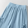 thumbnail image 7 of Bow Tie Wide Leg Pants for Womens Drawstring Elastic Waist Sweatpants Baggy Relaxed Fit Jogger Pants High Waisted Tummy Control Fleece Jogger Sweatpant with Pockets, 7 of 7
