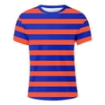 thumbnail image 5 of Rggeeun Mens Tshirts Colorful Striped Pattern Short Sleeve Crew Neck Loose Fit Soft Breathable for Summer Beach Lounging Cool Shirts,Pink,S, 5 of 6